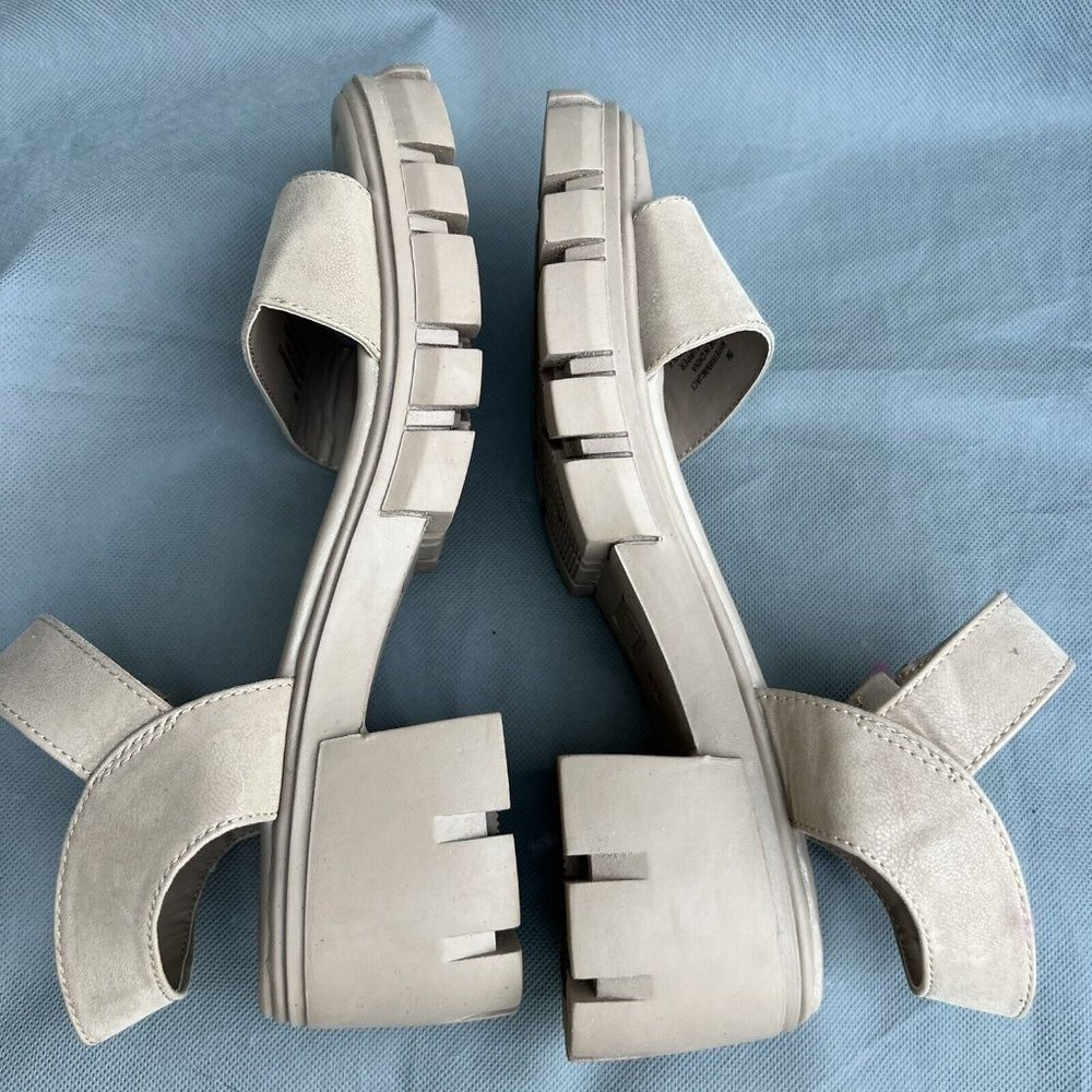 Mia Platform Chunky Lug Sole Ankle Strap Sandals Stone Gray Size 8 Shoes - Picture 7 of 8
